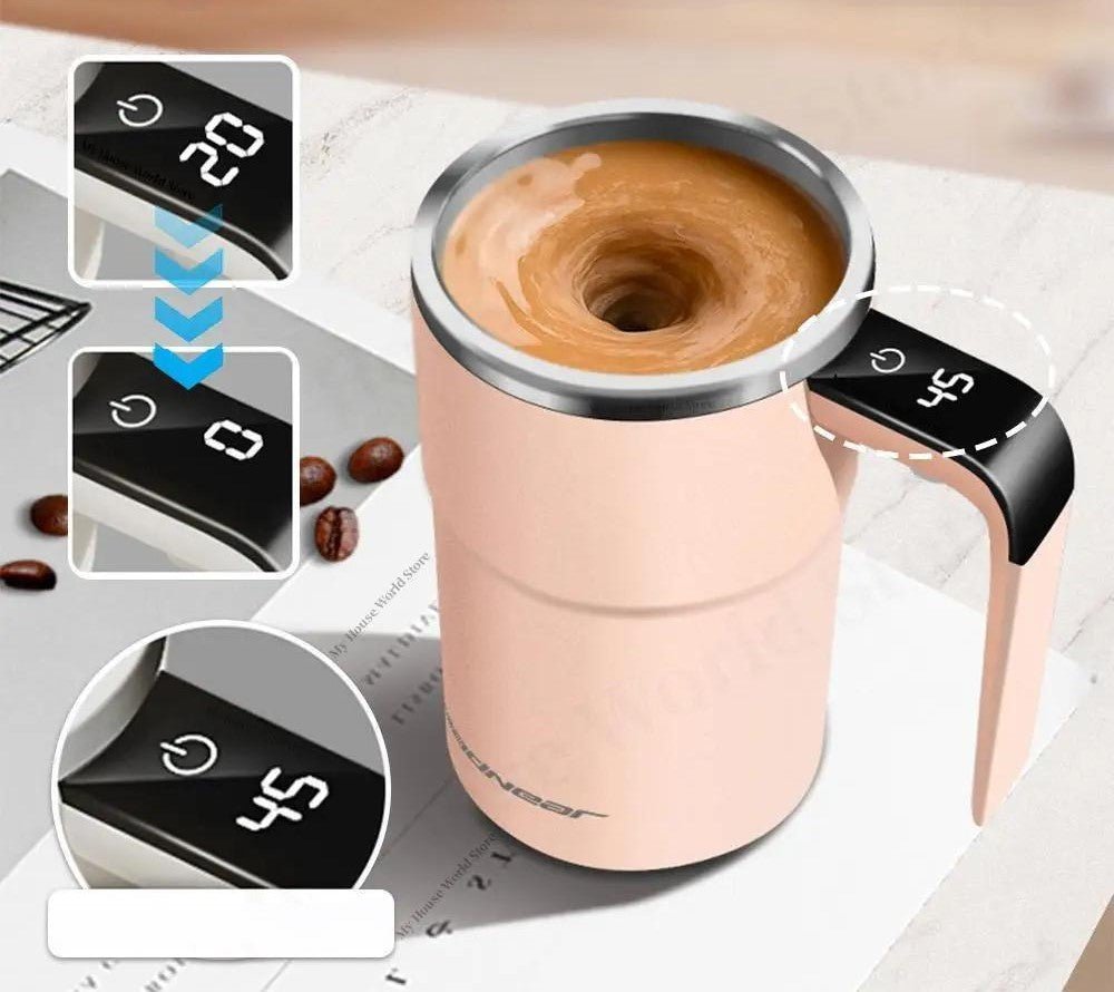Portable Electric Self-Stirring Mug with LED Temperature Display