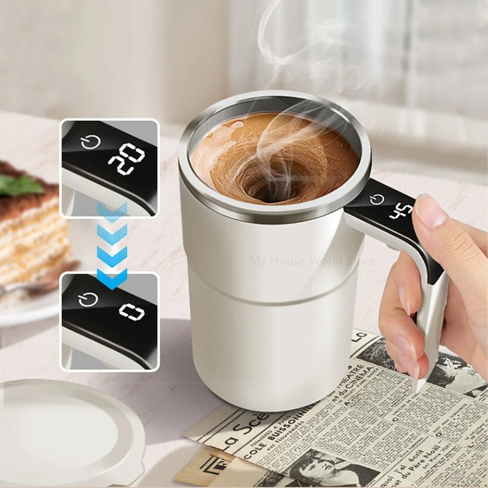 Portable Electric Self-Stirring Mug with LED Temperature Display