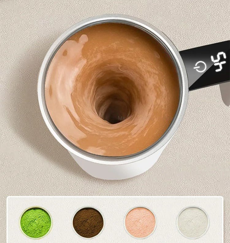 Portable Electric Self-Stirring Mug with LED Temperature Display
