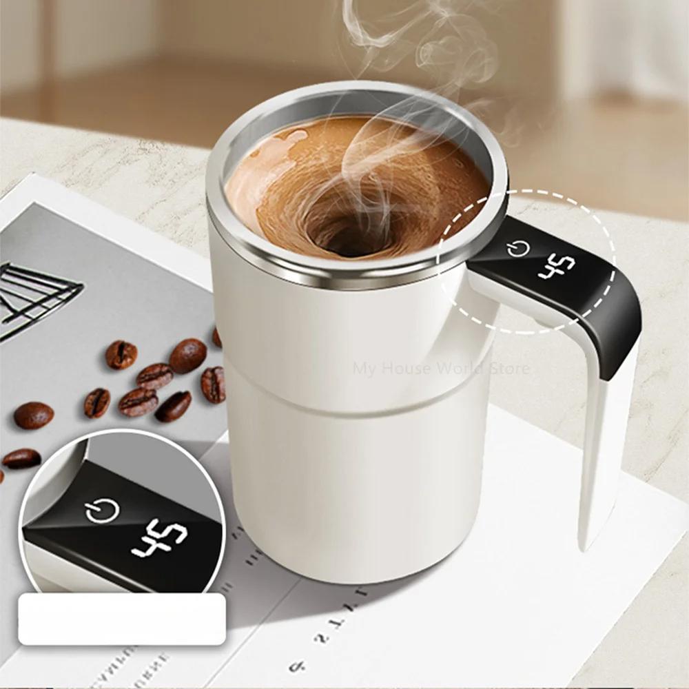 Portable Electric Self-Stirring Mug with LED Temperature Display