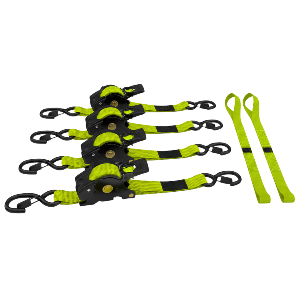 Retractable Ratchet Tie Down Straps 1 in x 10 ft 4-Pack, 1209 lb