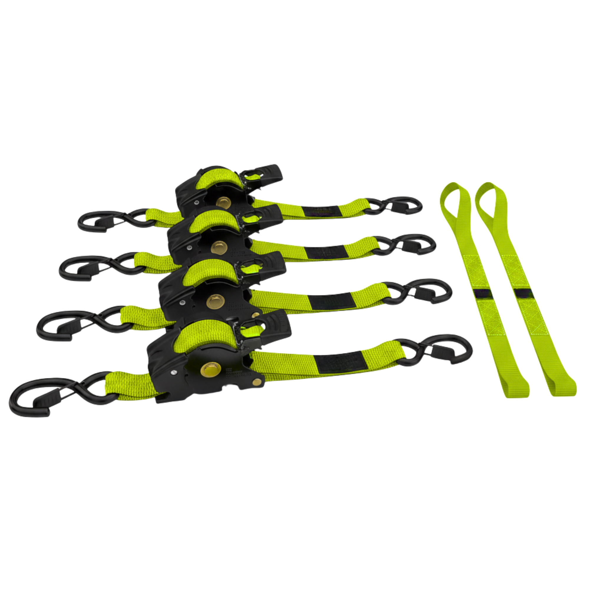 Retractable Ratchet Tie Down Straps 1 in x 10 ft 4-Pack, 1209 lb