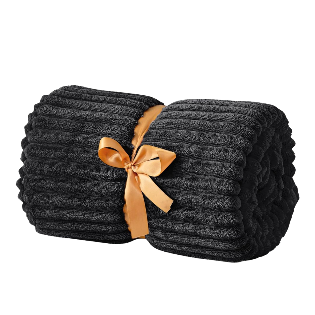 Soft Fleece Blanket 3D Ribbed Jacquard for Sofa and Bed
