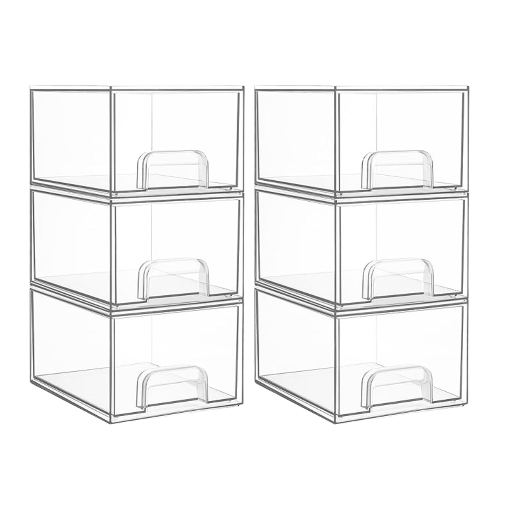 Stackable Storage Drawers Clear Acrylic Bathroom Organizer for Vanity