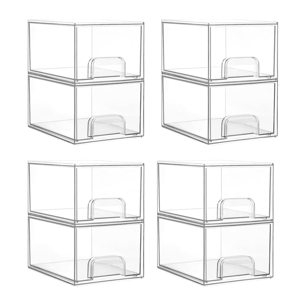 Stackable Storage Drawers Clear Acrylic Bathroom Organizer for Vanity