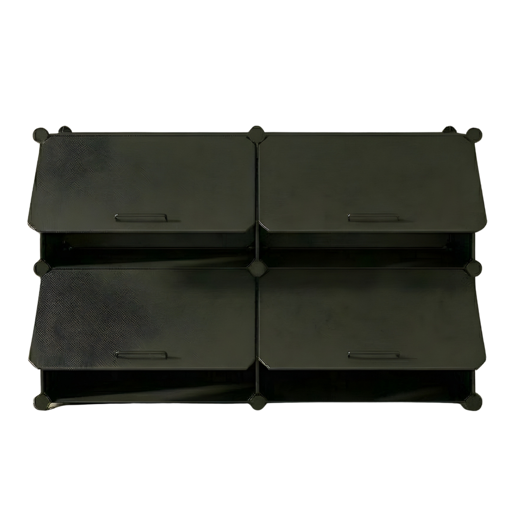 Tiered Cube Shoe Rack with Detachable Panels and Metal Frame