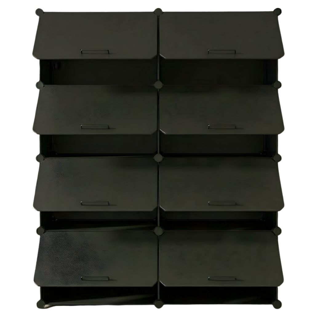 Tiered Cube Shoe Rack with Detachable Panels and Metal Frame