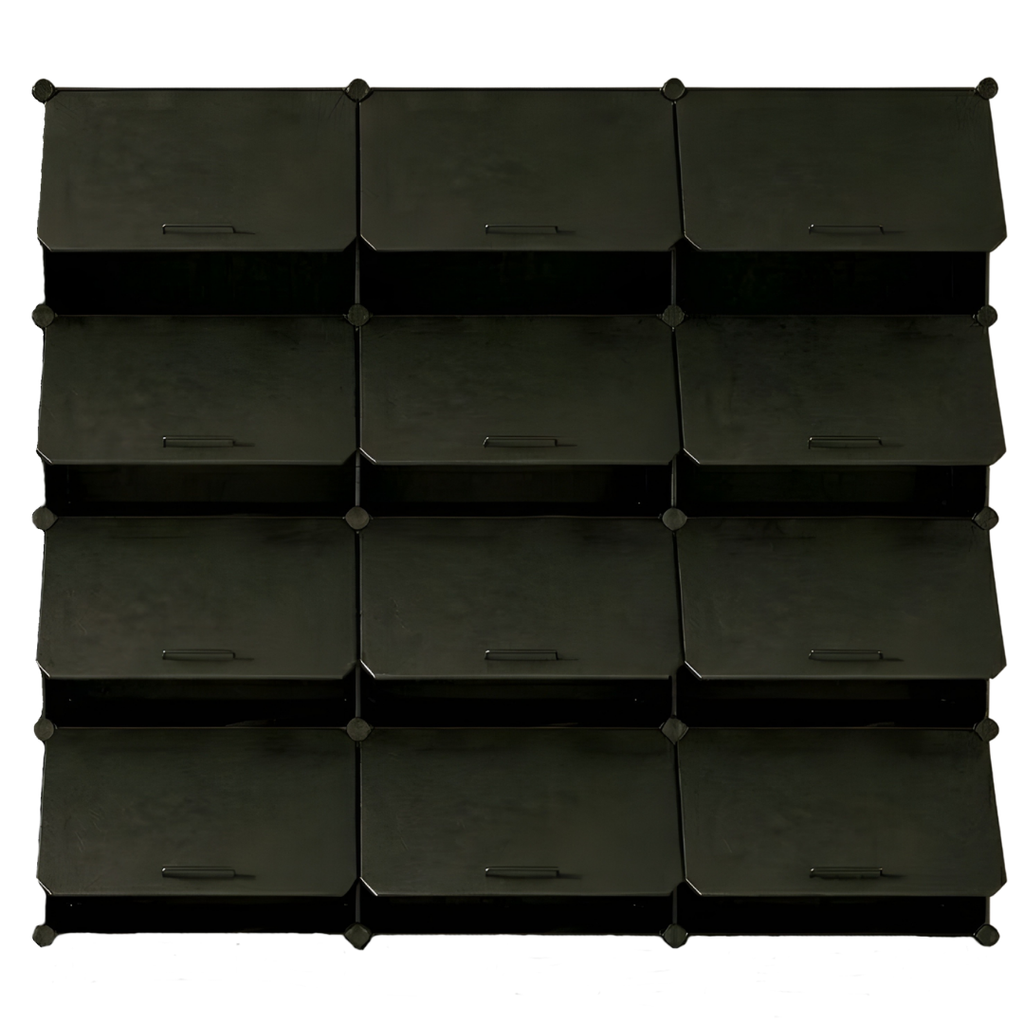 Tiered Cube Shoe Rack with Detachable Panels and Metal Frame