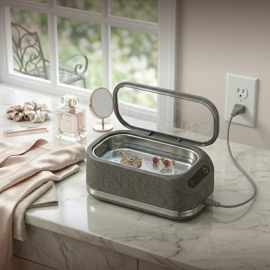 Ultrasonic Jewelry Cleaning Unit with 48kHz Waves and Steel Inner Tank