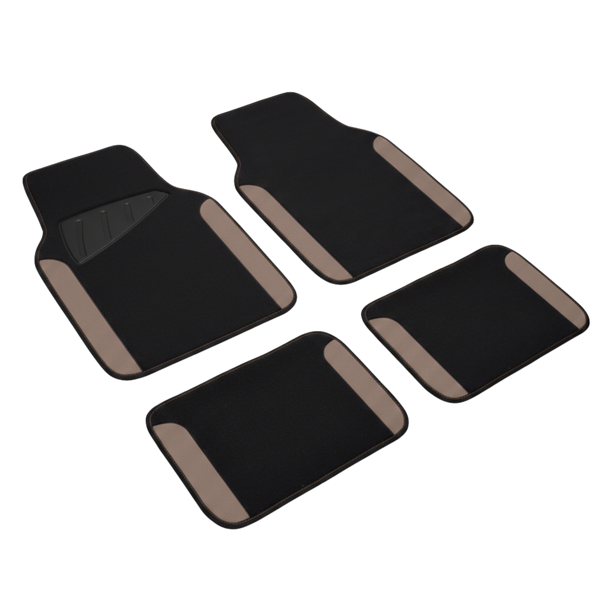 Universal Fit Faux Leather Floor Mats Set of 4, Nibbed Backing