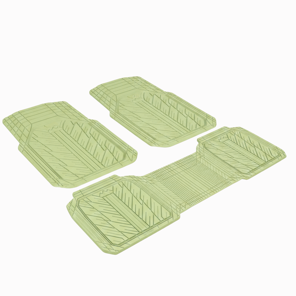 Universal Trim-to-Fit Deep Rubber Car Floor Mats Set, 3-Piece