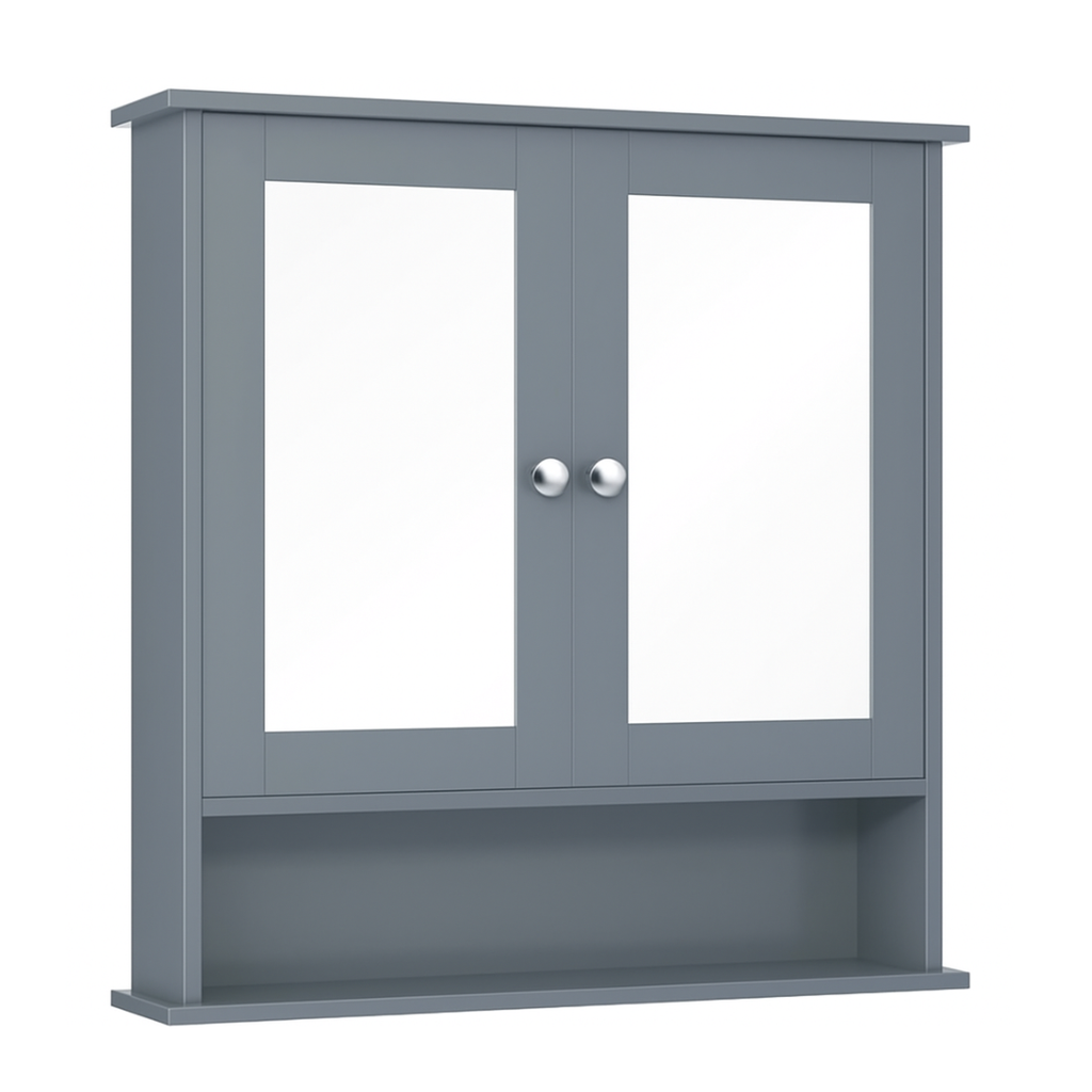 Wall Mounted Bathroom Cabinet with Double Mirrors and 3 Level Storage