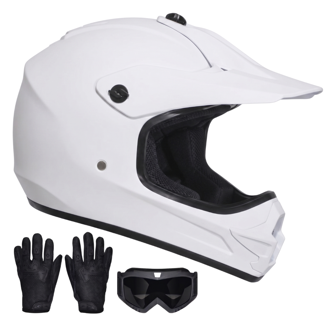 Youth Full Face Dirt Bike Helmet with Goggles and Gloves Set