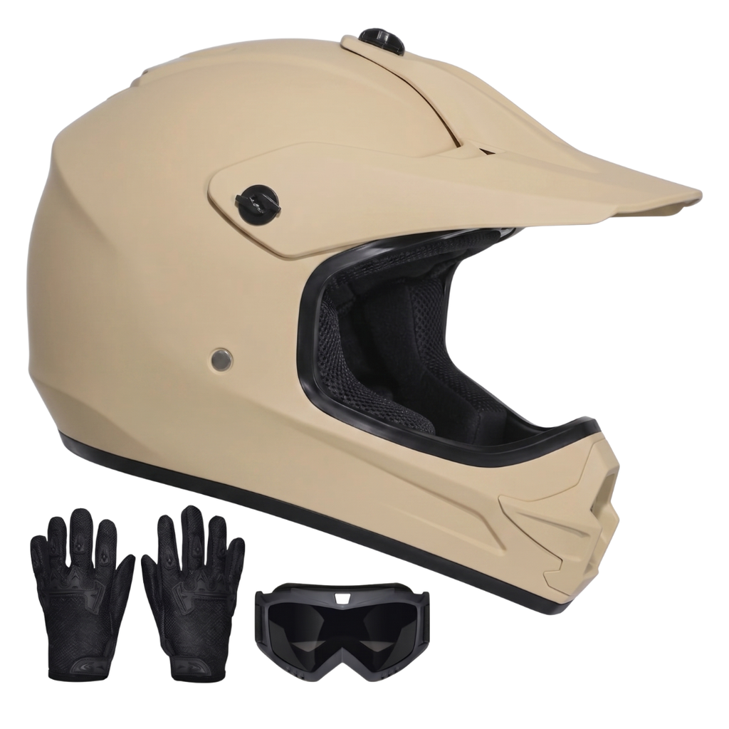 Youth Full Face Dirt Bike Helmet with Goggles and Gloves Set