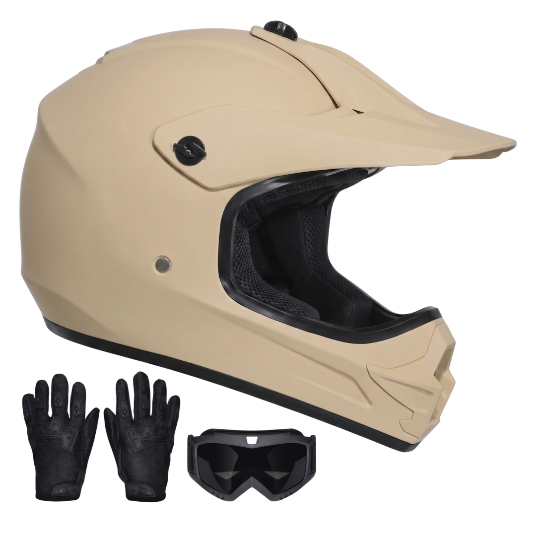 Youth Full Face Dirt Bike Helmet with Goggles and Gloves Set